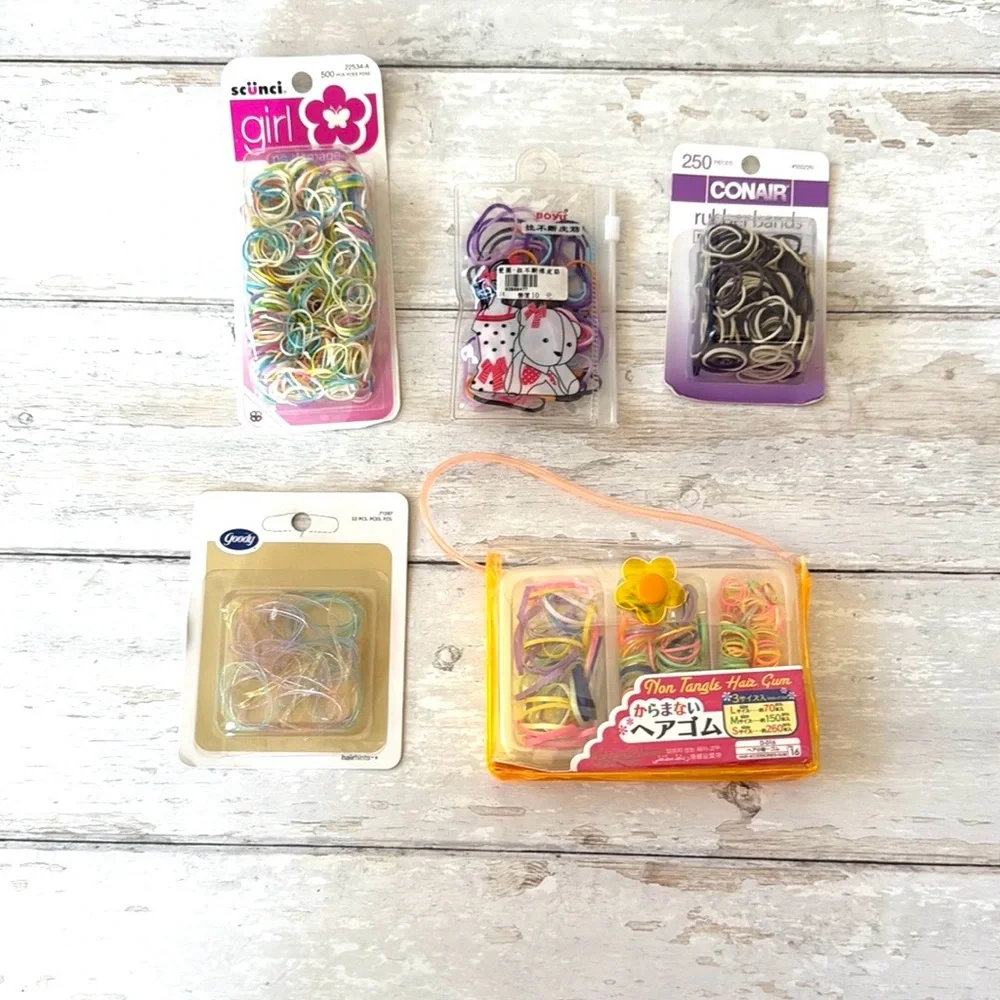 Girls Non Tangle Hair Gum Hair Ties Set of 5 Packs All NEW